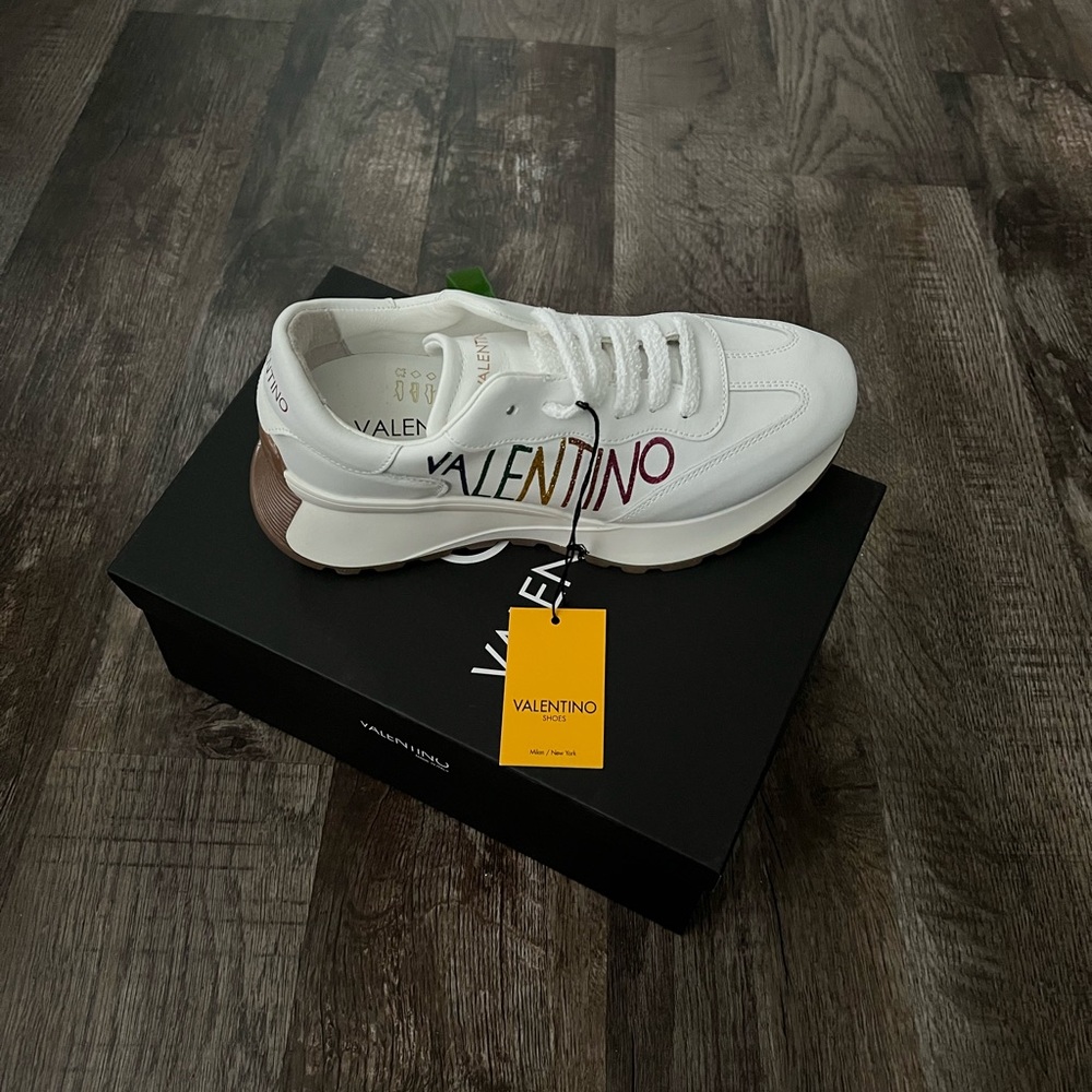 Valentino White Sneakers with Colorful Logo